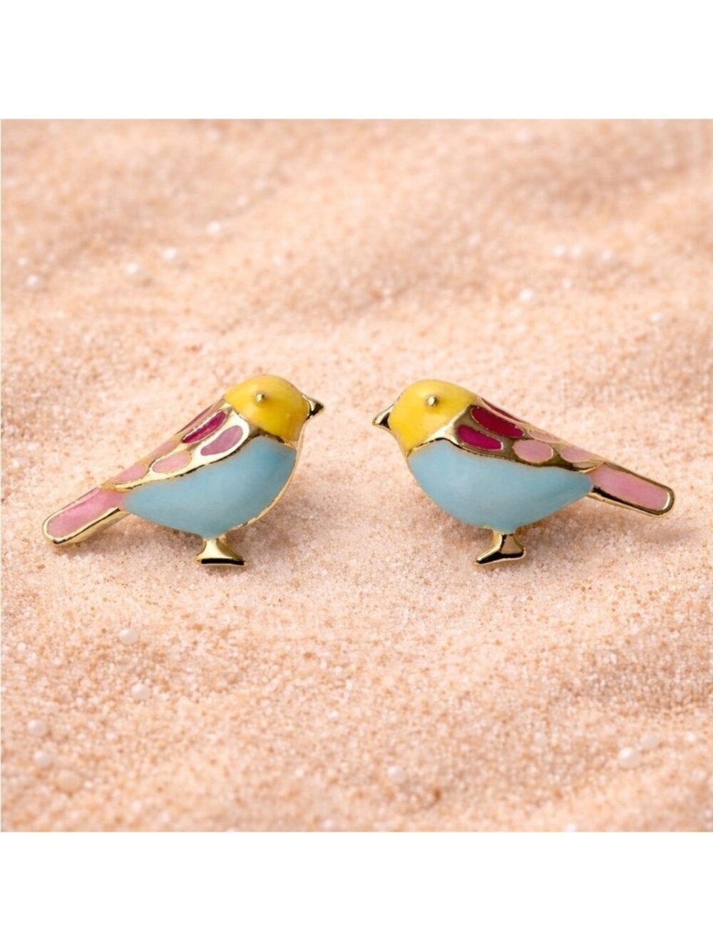 Petite Love Birds Enamel Stud Earrings